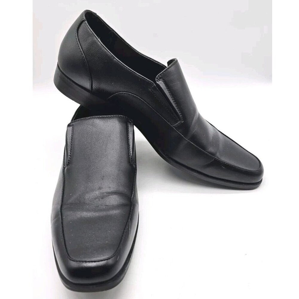 Perry Ellis Black Leather Slip On Men's Loafers Shoes Jacob Sz 13